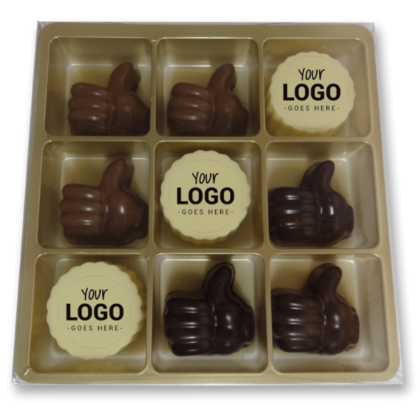9-vaks Chocolade duimpjes met logo